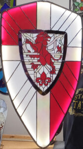George Watsky shield stained glass